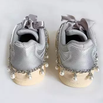 Металлическая цепочка с подвеской из жемчуга, пряжки для обуви, украшения для обуви, креативные украшения, подвески для обуви, аксессуары для обуви A2