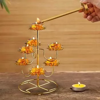 Металлическая чаша для свечей, лотос, масло, лампа, храмы, буддийские принадлежности