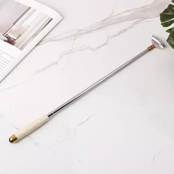 Металлическая чесалка для спины с телескопической деревянной ручкой и стальным роликовым шариком, широкий коготь, чесалка для лица, головы, ягодиц, массажер для спины