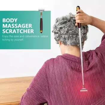 Металлическая чесалка для спины, телескопическая деревянная ручка с задним когтем, инструмент для чесания кожи головы He O2F8 gold-One-size