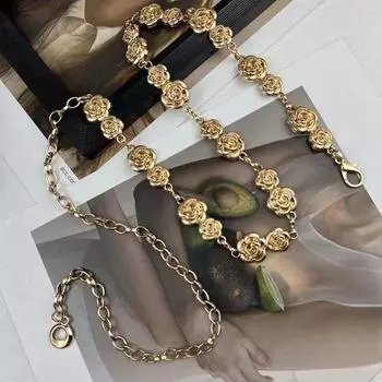 Металлическая Цветочная Цепочка на Талию Ретро Универсальный Ремень Женский Костюм Джинсовый Украшение Пояс Аксессуары Для Одежды серебряный