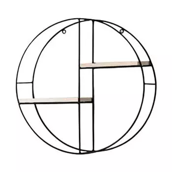 Металлическая деревянная полка для хранения книг, настенная подвесная полка для цветочных статуэток, горшок чёрный