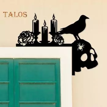 Металлическая дверная рама на Хэллоуин, черная кошка, ведьма, тыква, паутина, силуэт призрака, знак на углу двери, украшение на переднюю дверь, украшение для сиденья C