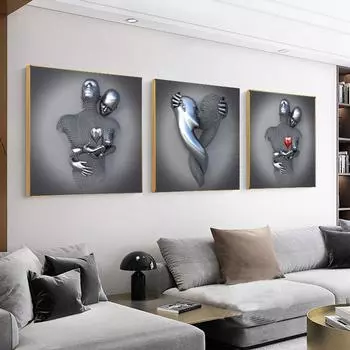 Металлическая фигура, художественный постер, статуя, холст, картина, романтические абстрактные постеры и принты, настенные панно, современная гостиная, домашний декор 21cm30cm NoFrame