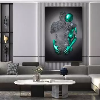 Металлическая фигура, статуя, художественная картина на холсте, постеры и принты, современные любовники, скульптура, настенные картины для гостиной, украшения дома 20x30cm белый