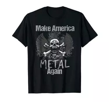 Металлическая футболка Make America Metal Again Футболка с черепом и роком Винтажная футболка S