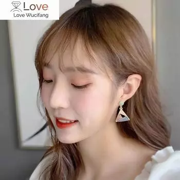 Металлическая геометрия Треугольники Morandi Цветные серьги Ретро мода Простые индивидуальные серьги-гвоздики с глазурью Женские ювелирные аксессуары синий