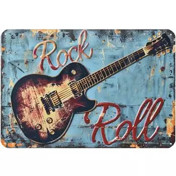 Металлическая гитара жестяная табличка прямоугольная железная картина настенная декор для домашнего бара 30x20 см