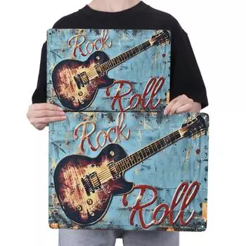 Металлическая гитара жестяная табличка прямоугольная железная картина настенная декор для домашнего бара 30x20 см
