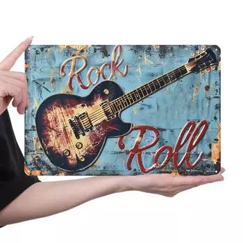 Металлическая гитара жестяная табличка прямоугольная железная картина настенная декор для домашнего бара 30x20 см