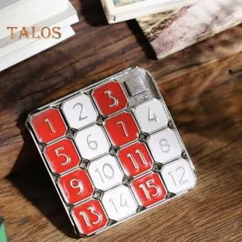 Металлическая головоломка с цифрами, 15 сеток, цинковый сплав, настольная игра с цифрами, головоломка, тренировка логики и внимания, развивающая скользящая игрушка для малышей красный/белый