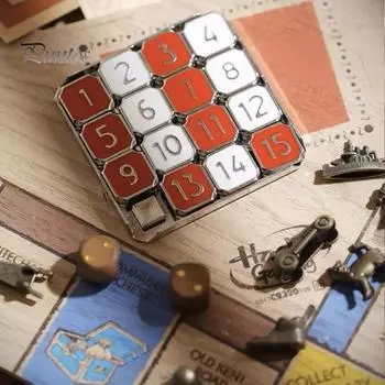 Металлическая головоломка с цифрами, 15 сеток, цинковый сплав, настольная игра с цифрами, головоломка, тренировка логики и внимания, развивающая скользящая игрушка для малышей белый/красный