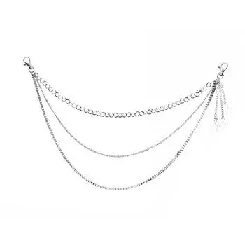 Металлическая готическая цепочка для брюк в стиле хип-хоп, панк, 3 слоя, джинсовый кошелек, цепочка для ключей, женская цепочка со звездой белый