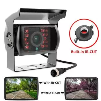 Металлическая инфракрасная 4-контактная резервная камера заднего вида 24 В HD камера заднего вида ночного видения, совместимая для чёрный
