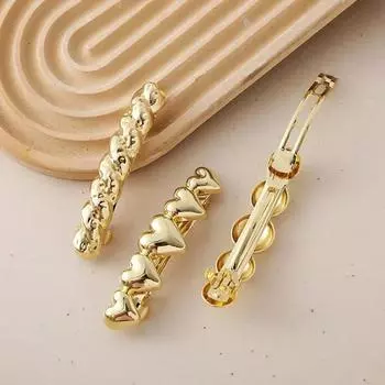 Металлическая изогнутая пружинная шпилька золотого и серебряного цвета, металлические заколки для волос с пряжкой в виде хвостика для женщин и девочек, аксессуары для волос на затылке и голове