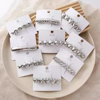 Металлическая изогнутая пружинная шпилька золотого и серебряного цвета, металлические заколки для волос с пряжкой в виде хвостика для женщин и девочек, аксессуары для волос на затылке и голове