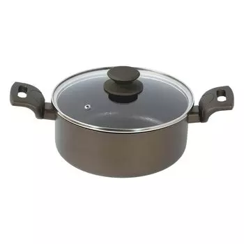 Металлическая кастрюля Pearl 22 см со стеклянной крышкой, совместимая с ручкой IH Up, прошедшая 1 миллион испытаний на износостойкость, совместимая с металлической лопаткой, длительный срок службы хаки