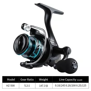 Металлическая катушка из нержавеющей стали, спиннинговая катушка, колесо для лески, высокоскоростная катушка для морской удочки, катушка для якорной ловли, катушка для дальнего заброса, катушка для люя HZ500 чёрный