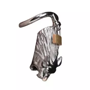 Металлическая клетка с головой тигра, замок целомудрия, альтернативное кольцо для члена 55mm