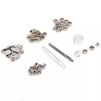 Металлическая кнопка-застежка для кожаной одежды, куртки, ремонта(серебристый 3 шт. инструмент)