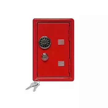 Металлическая копилка 18 см, безопасная коробка для экономии денег, подарочный настольный органайзер, белый красный