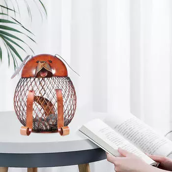 Металлическая копилка для собак, сетчатое украшение для стола-копилки, очаровательное функциональное украшение 10x11x14 см