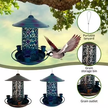 Металлическая кормушка для птиц, уличные железные украшения, садовый сбалансированный кормушка для птиц One Size