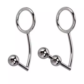 Металлическая круглая головка с двойной шарообразной головкой, анальный крючок, товары для взрослых, секс-игрушки, расширение заднего двора, короткий крючок, складной крючок, анальный крючок Single Ball Short Hook40m