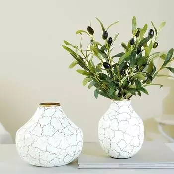 Металлическая круглая ваза для цветов для домашнего декора, спальни, гостиной, офиса, свадьбы|Настольный декоративный предмет для фестивалей, дня рождения, молочно-белый(Набор из 2)