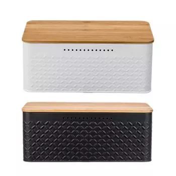 Металлическая кухонная высокая хлебница с крышкой экономит место X3UC чёрный