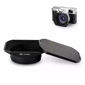 Металлическая квадратная бленда объектива JJC с резьбовым адаптером 49 мм, совместимая с Fujifilm X100VI X100V X100F X100T X100S X100 X70, совместимая с черным цветом + и