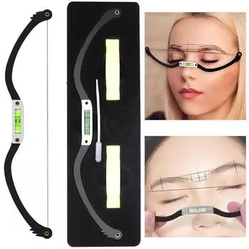 Металлическая линейка для микроблейдинга бровей, картографирование, позиционирование, полуперманентная линия, горизонтальная линейка для бровей, принадлежности для татуировки чёрный