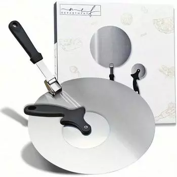 Металлическая лопатка для пиццы, Лопатка для пиццы 12 дюймов, Нож для пиццы, Лопатка для пиццы со складной ручкой, Круглый набор лопаток для пиццы из нержавеющей стали для теста,