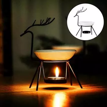 Металлическая масляная горелка для расплавления воска Керамический подсвечник для аромамасла Грелка для спа-комнаты для йоги Медитация Украшение дома Аромамасляная горелка белый