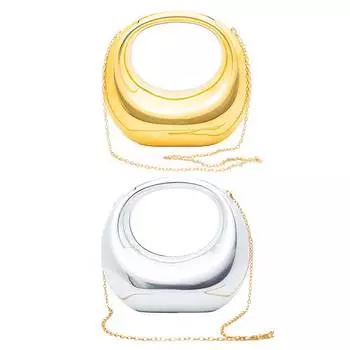 Металлическая мини-сумка, маленькая сумка на плечо, однотонный цвет в винтажном стиле для свадебной вечеринки серебряный