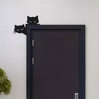 Металлическая накладка на дверь в виде кота, двусторонняя, декор на Хэллоуин, Рождество, кошечка, угловая рамка, настенный знак, винтажное жуткое украшение F