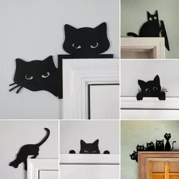 Металлическая накладка на дверь в виде кота, двусторонняя, декоративная на Хэллоуин, Рождество, настенная вывеска в виде котенка F