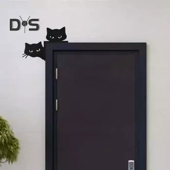 Металлическая накладка на дверь в виде кота, двусторонняя, декор на Хэллоуин, Рождество, кошечка, угловая рамка, настенный знак, винтажное жуткое украшение F