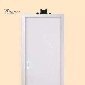 Металлическая накладка на дверь в виде кота, двусторонняя, декор на Хэллоуин, Рождество, кошечка, угловая рамка, настенный знак, винтажное жуткое украшение F