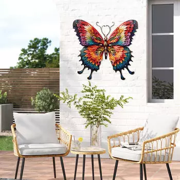 Металлическая настенная скульптура в виде бабочки, декор, украшение для забора на улице 30cmx27.9cm