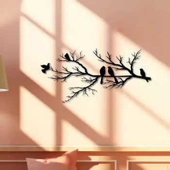 Металлическая настенная скульптура в виде птицы, подвесное украшение, птицы на ветке, уникальная железная скульптура
