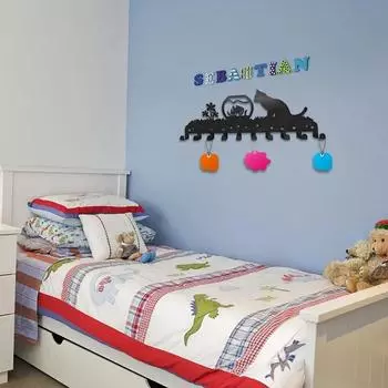 Металлическая настенная стойка Cute Cat с 10 крючками, держатель для настенных крючков, декоративный крючок для органайзера на стену M бронзовый