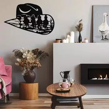 Металлическая настенная живопись в виде ковбойской шляпы — идеальное украшение для фермерского дома, украшение комнаты, дома, декора сцены, стены и фона светло-серый