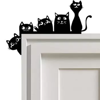 Металлическая очаровательная кошачья дверная накладка на Хэллоуин декоративная рамка для двери угловой декоративный знак D-Peeking Cat