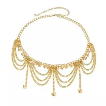 Металлическая однотонная поясная цепочка с подвеской в виде сердца, многослойная кисточка, геометрический узор, гальванизированный пояс, клубы, фестивали, шарм C