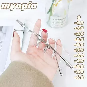 Металлическая оправа квадратная маленькая оправа очки для близорукости без оправы сверхлегкие очки для женщин ретро анти-синий близорукость очки 0