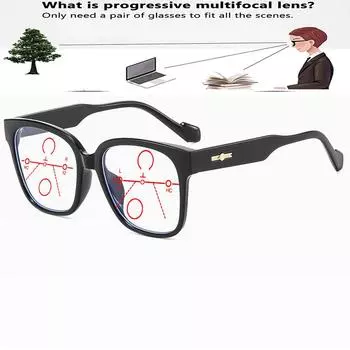 Металлическая отделка заушников черного цвета, большие, полнооправные, квадратные, удобные, прогрессивные, мультифокальные очки для чтения от +0,75 до +4 +0.75 коричневый