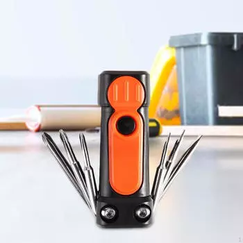 Металлическая отвертка Механический инструмент Удобная ручка фонарика Универсальный ремонт со светодиодом Мини