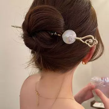 Металлическая палочка для волос из искусственного жемчуга, модные женские простые стильные палочки для волос в стиле ретро для девочек, аксессуары для волос, ювелирные изделия, подарки