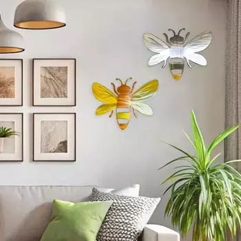 Металлическая пчела настенное украшение 3D пчела художественная работа настенная скульптура медоносная пчела внутреннее наружное украшение для двора сада дома фермерского дома 30*30cm золотистый